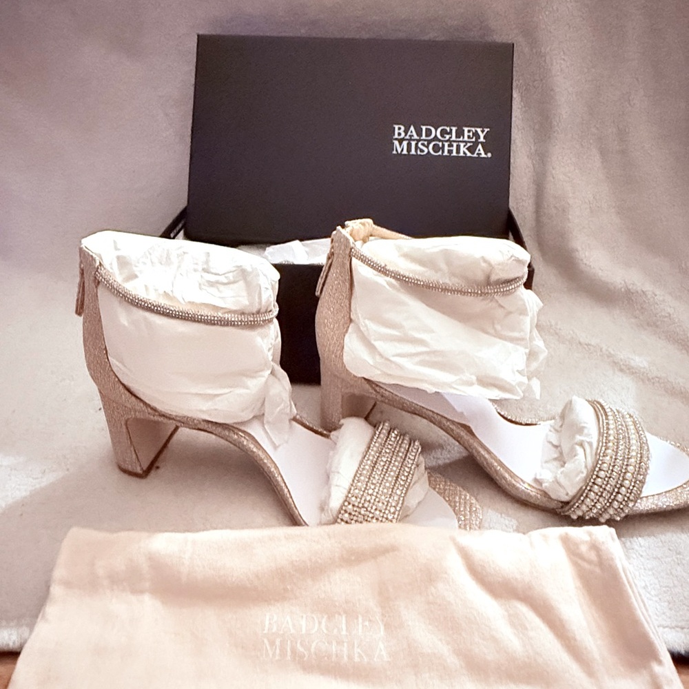 Badgley Mischka Glittering Gold Sandals